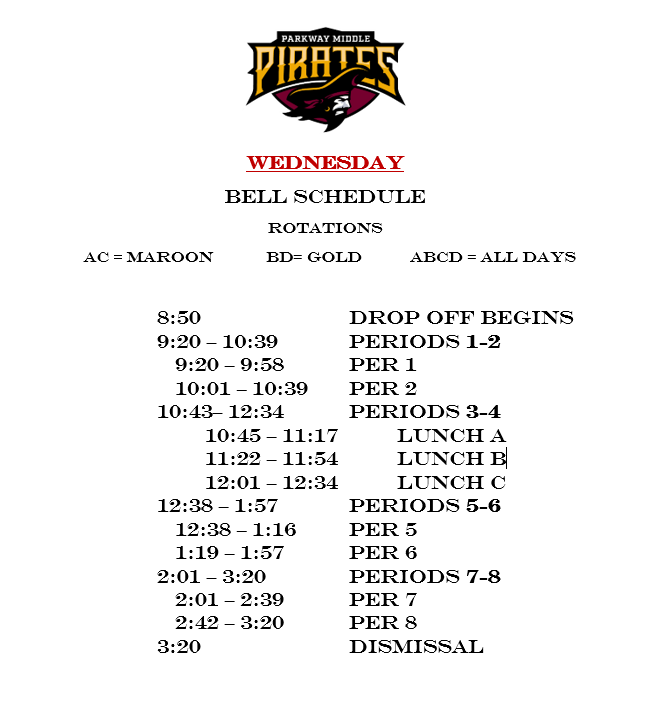  Wednesday Bell Schedule